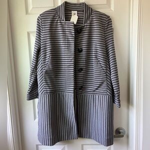 Gray Blue Striped Cabi Car Coat Women’s Medium